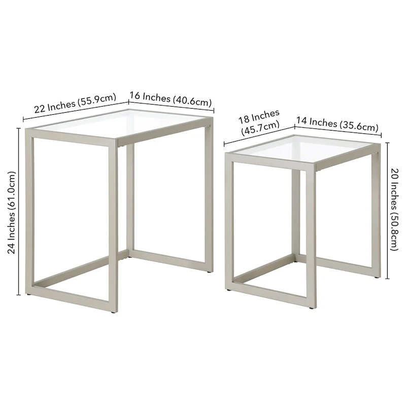 Rocco Rectangular Nested Side Table - 22 Wide