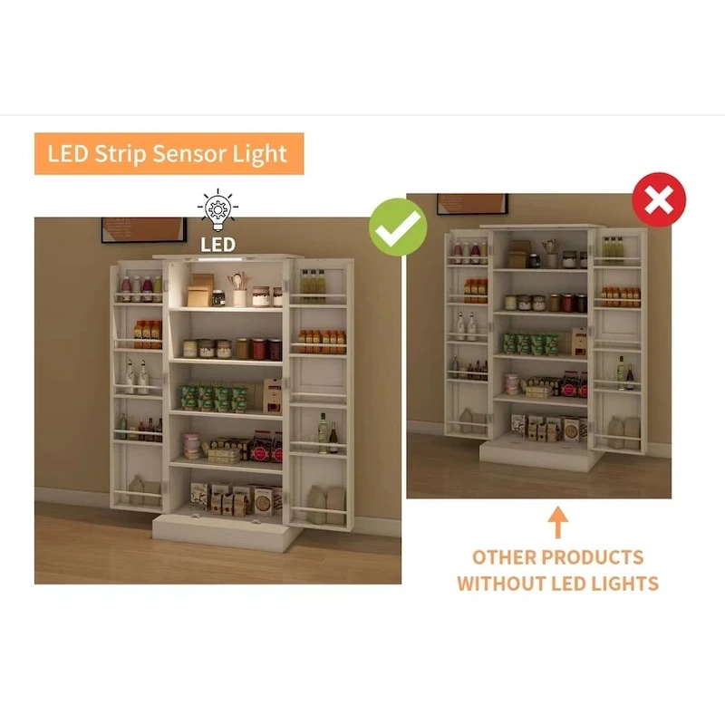 50 LED Kitchen Pantry Cabinet,Freestanding Buffet