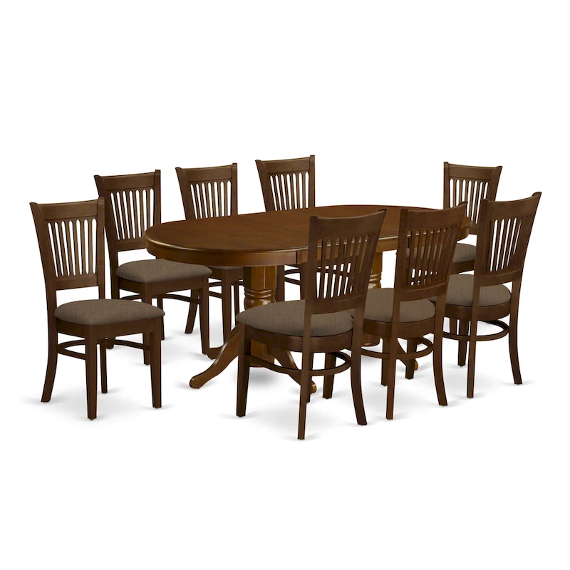 East West Furniture 9 Piece Dining Table Set Includes an Oval Wooden Table and 8 Dining Chairs, Espresso(Seat Type Options)