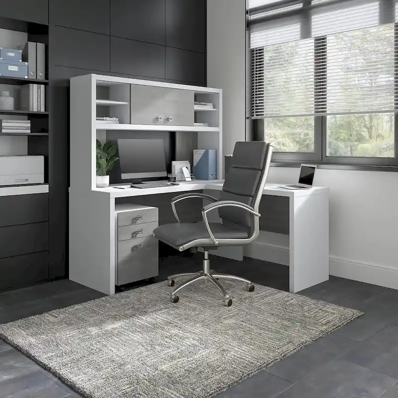 Echo L Shaped Desk with Hutch and Drawers by Bush Business Furniture