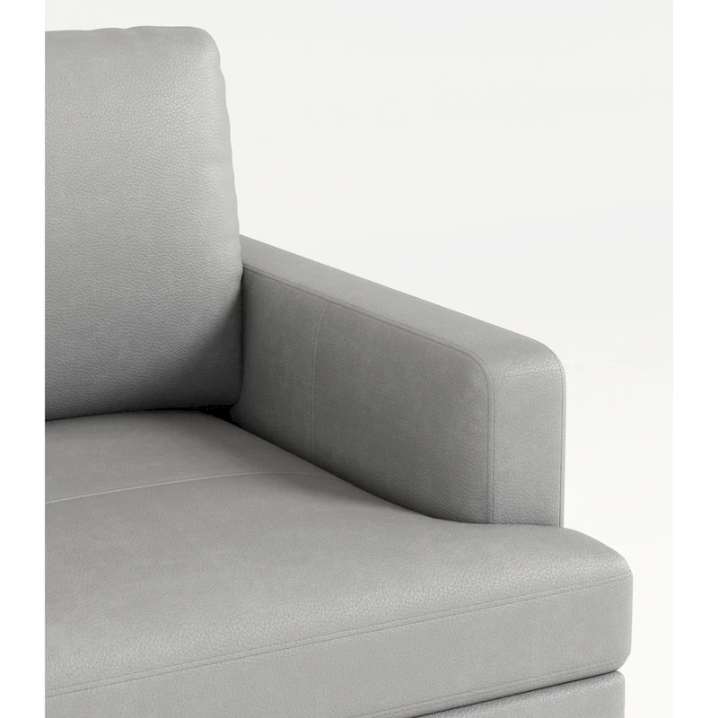 77 Genuine Leather 3 Seater Sofa Couch with USB Charger, High-Resiliency Cushions and Black Metal Legs