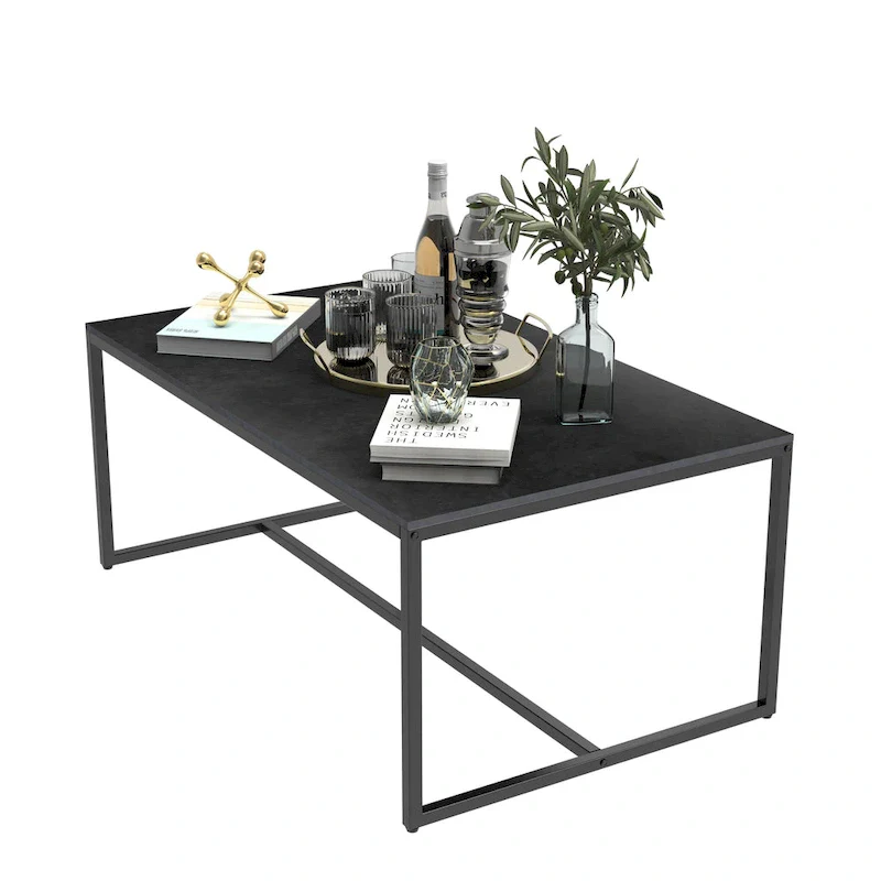 Frame Coffee Table Rectangular Cocktail Table Marble Metal Sofa Table