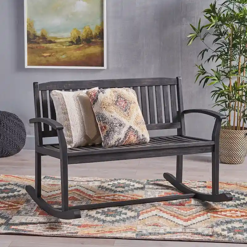 Amina Acacia Wood Patio Glider by Christopher Knight Home