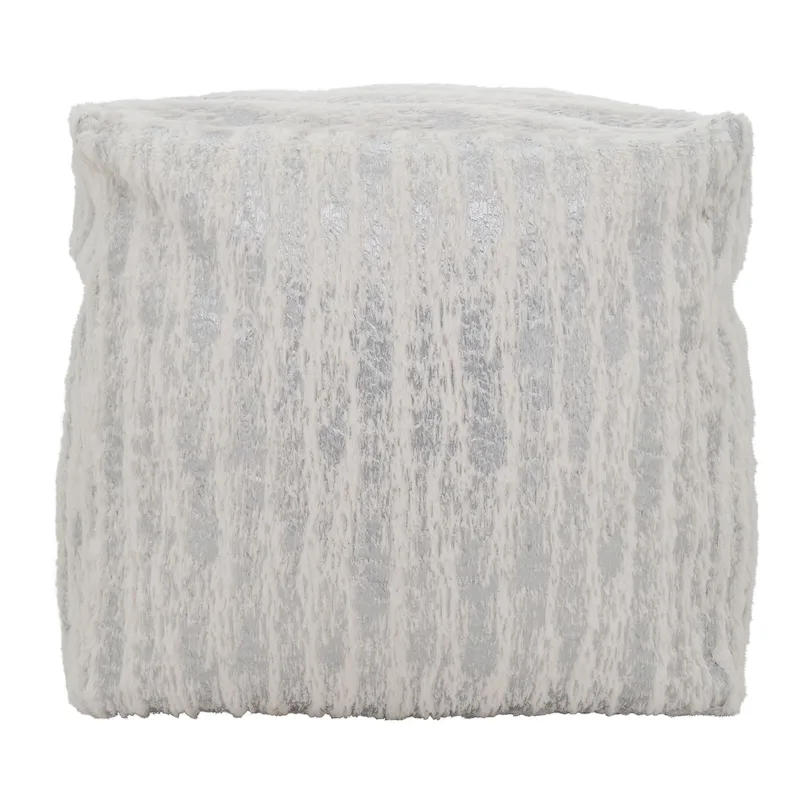 Faux Fur Pouf With Foil Print Design
