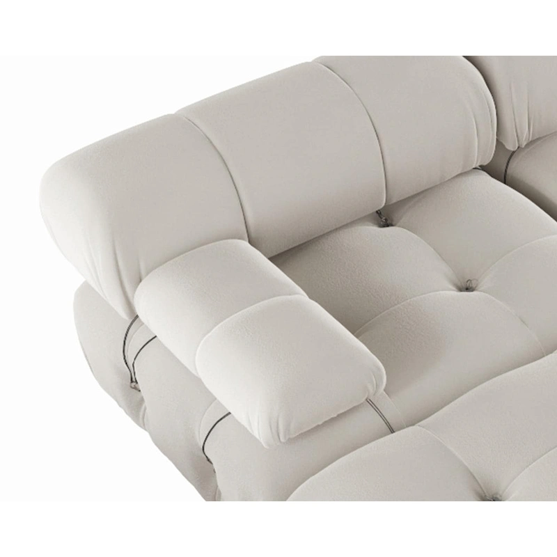 L-Shaped Velvet Sectional Sofa with Ottoman