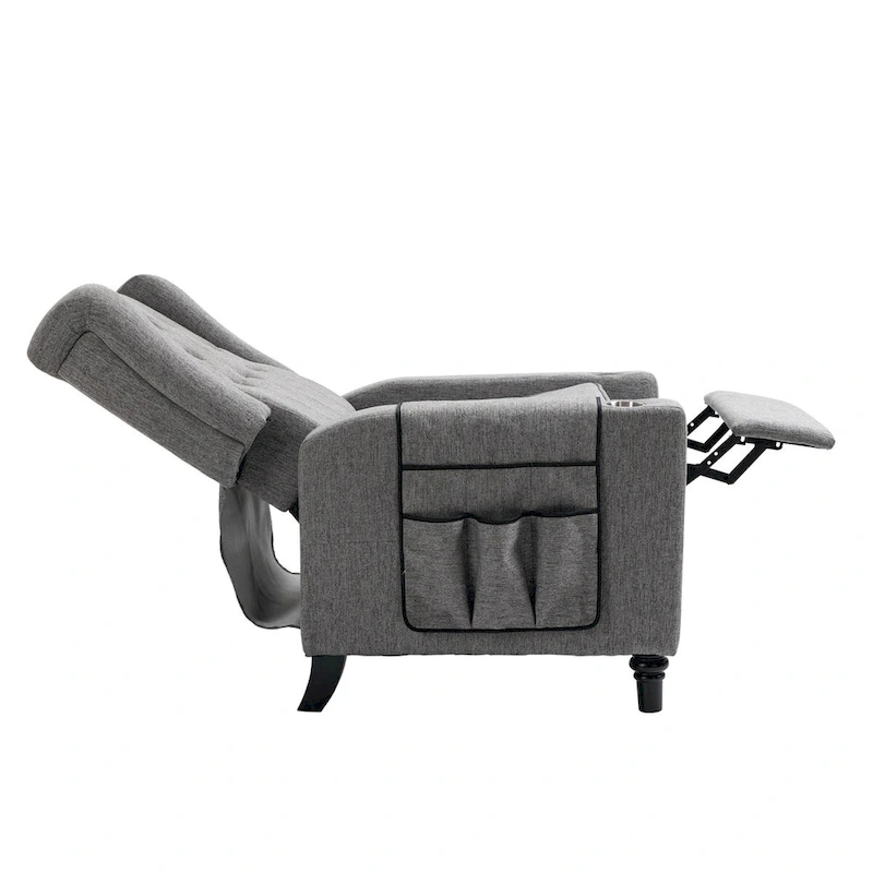 Modern Button Tufted Wingback Push Back Fabric Recliner Chair