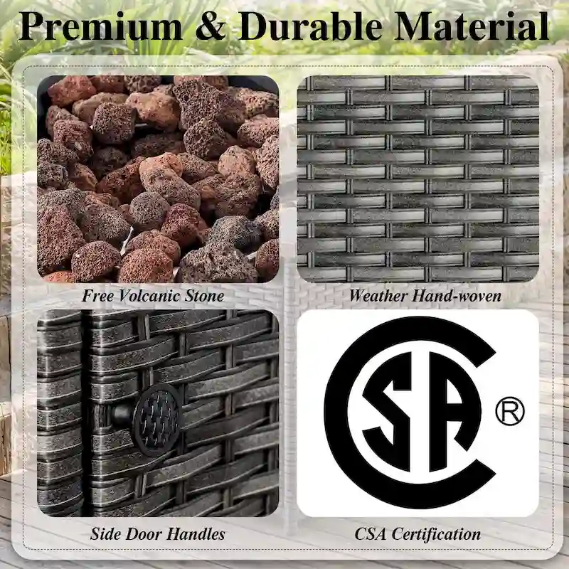 Propane Fire Pit Table Patio Chair Ottoman Sets - Grey