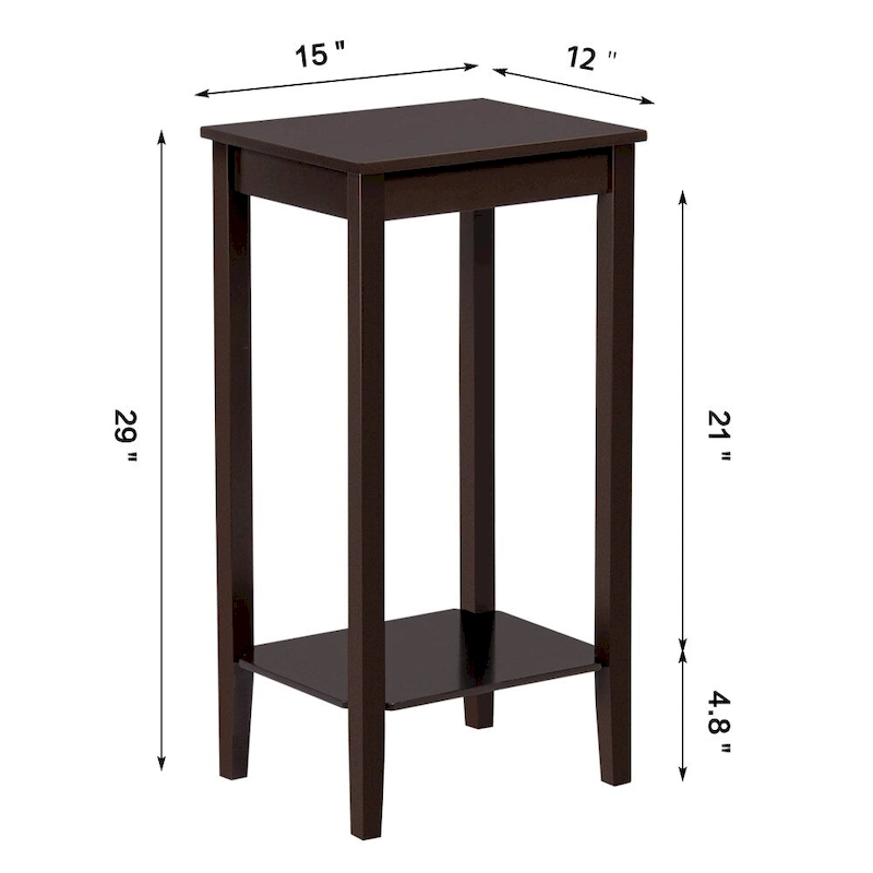 Yaheetech Wood Tall Bedside Living Room Sofa Side End Table Furnture