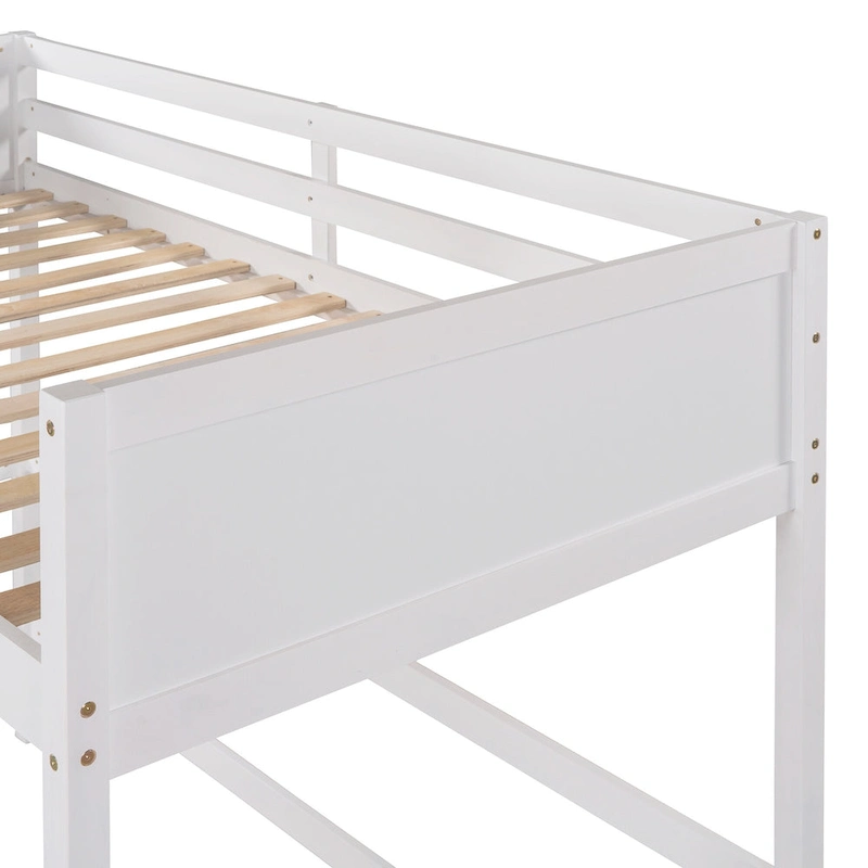 Twin Solid Wood Loft Bed with Ladder & Fence