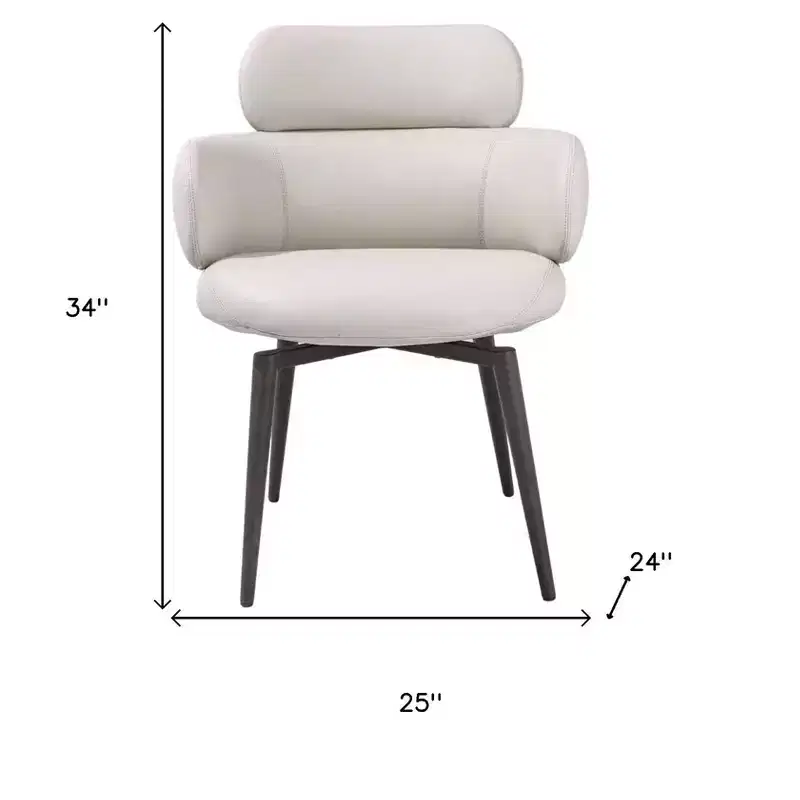 HomeRoots Light Gray and Black Faux Leather and Metal Dining Arm Chair