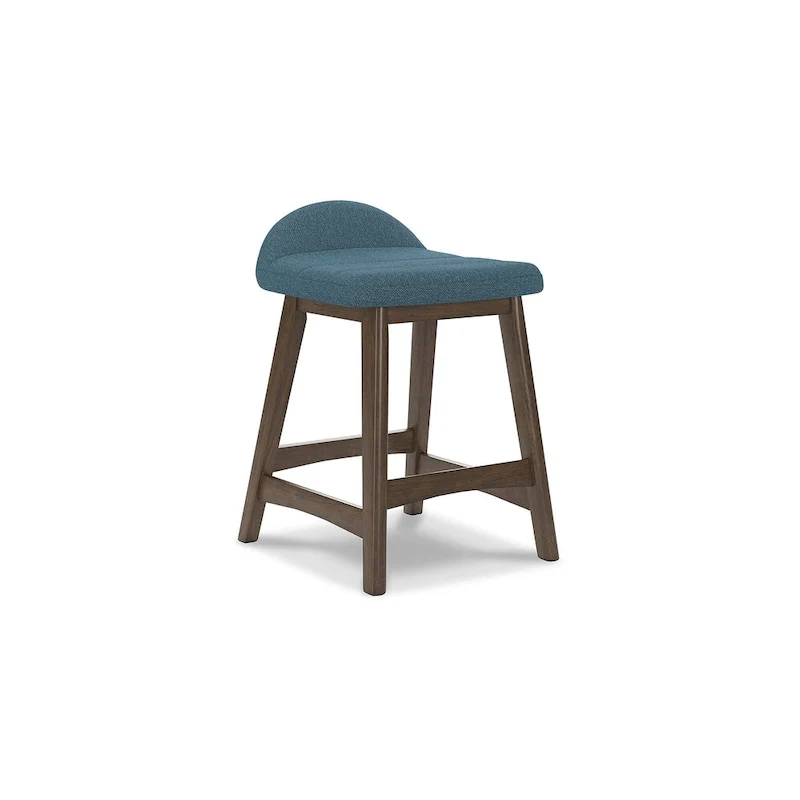 Counter Height Bar Stool, Set of 2, Mid-Century, Polyester, Foam Cushion, Hardwood Frame, Seats 2, Charcoal/Teal/Grey/Yellow