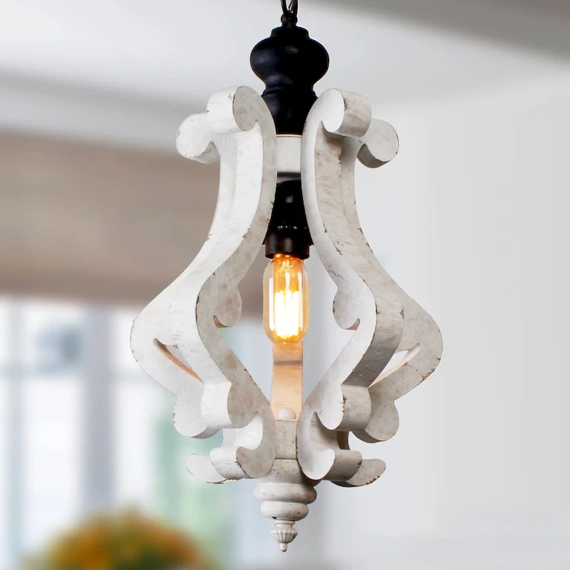 Oaks Aura Rustic Wood Pendant Light Kitchen Island Light, Farmhouse Hallway Chandelier, Dining Pendant Light