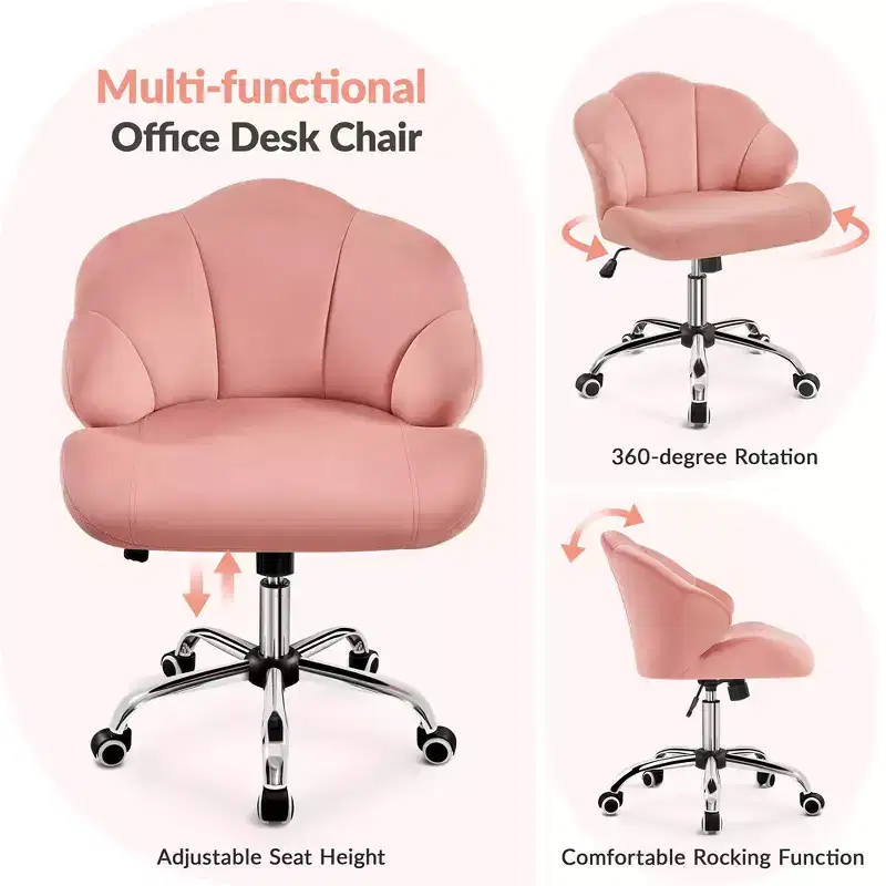 Yaheetech Set of 2 Swivel Upholstered Desk Chair with Tufted Shell-Shaped Back and Adjustable Seat Height