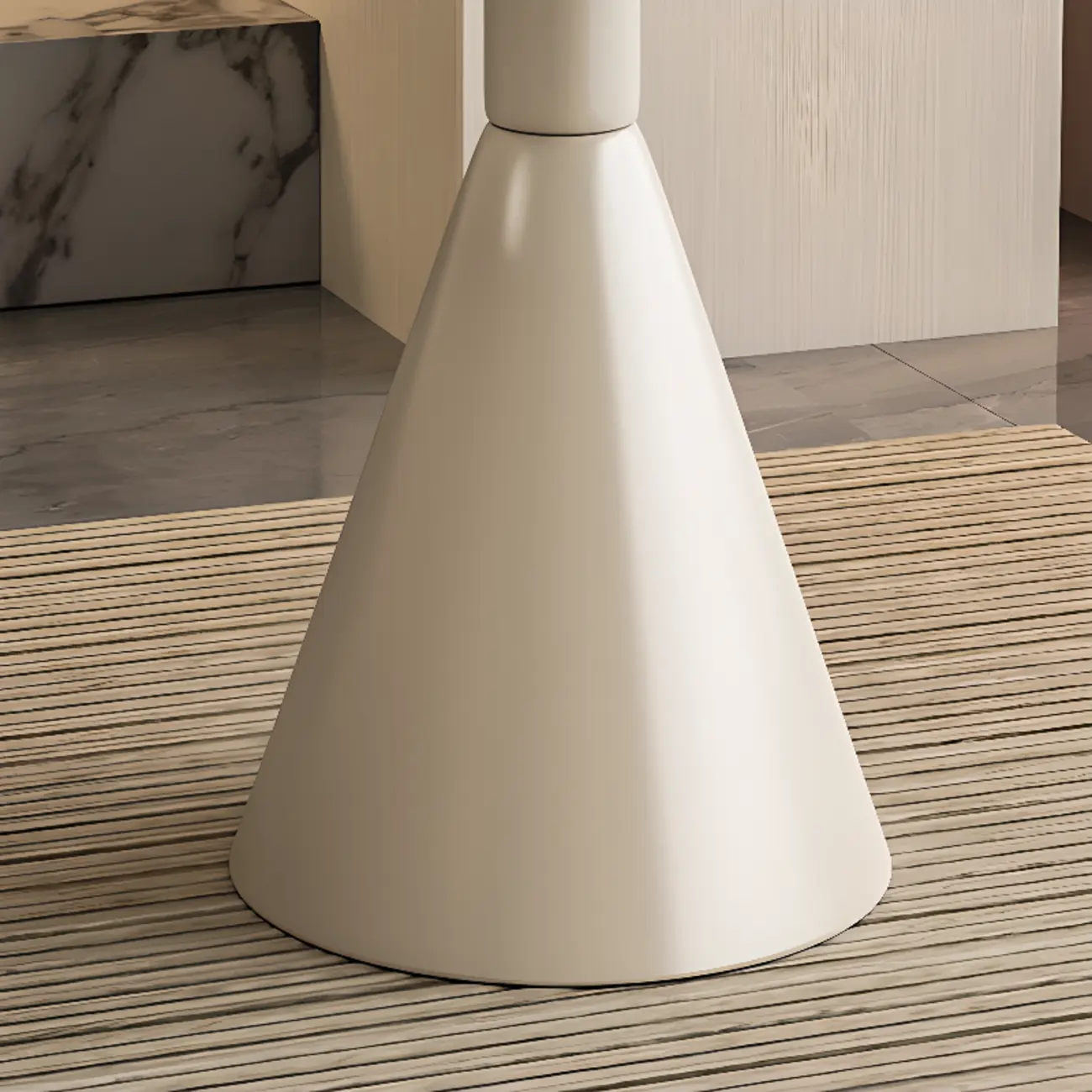 Modish Stone Round End Table with Metal Base