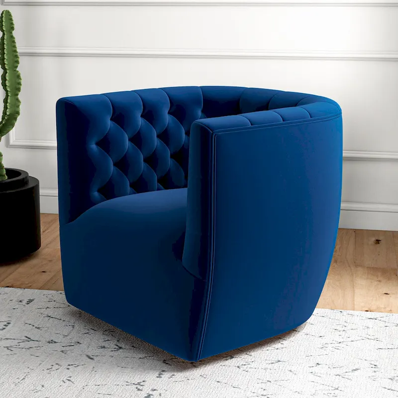 Mid-Century Modern Furniture Comfy Velvet Swivel Accent Chair
