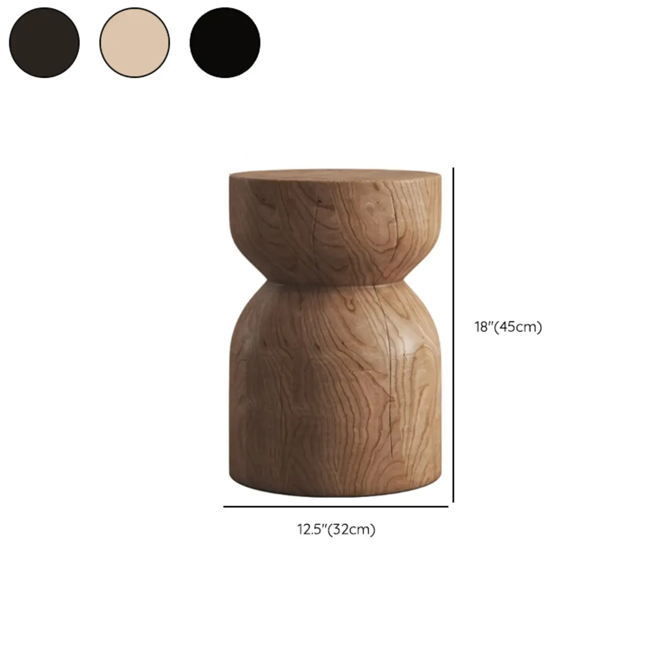 Hourglass Wooden Natural Finish Chairside Table