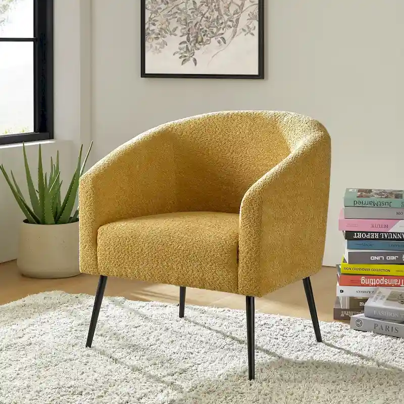 Hal Modern Boucle Armchair with Metal Legs by HULALA HOME