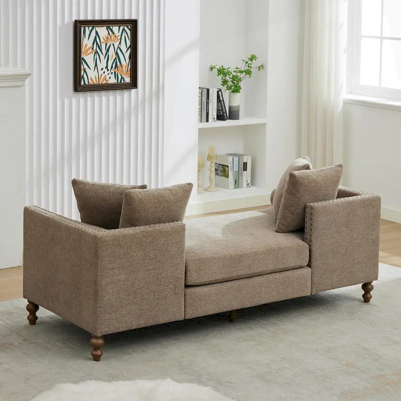 Upholstered Chaise Lounge with Nailhead Trim