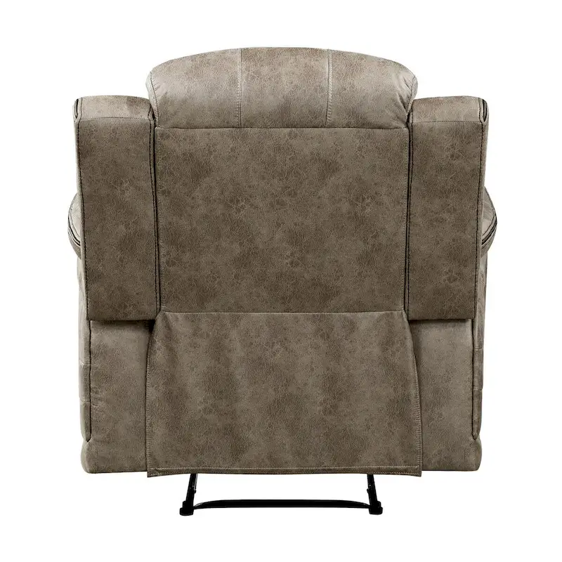 Bento 38 Inch Manual Recliner Chair, Tab Pull, Sandy Brown Microfiber
