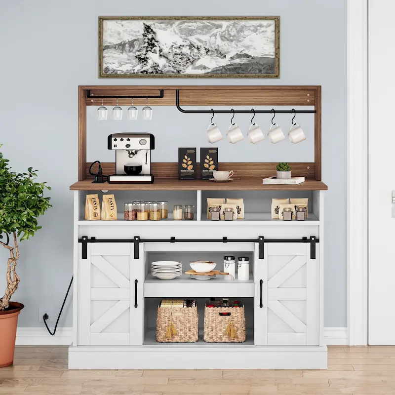 Farmhouse Coffee Bar Cabinet - 15.1D x 47.2W x 51.5H