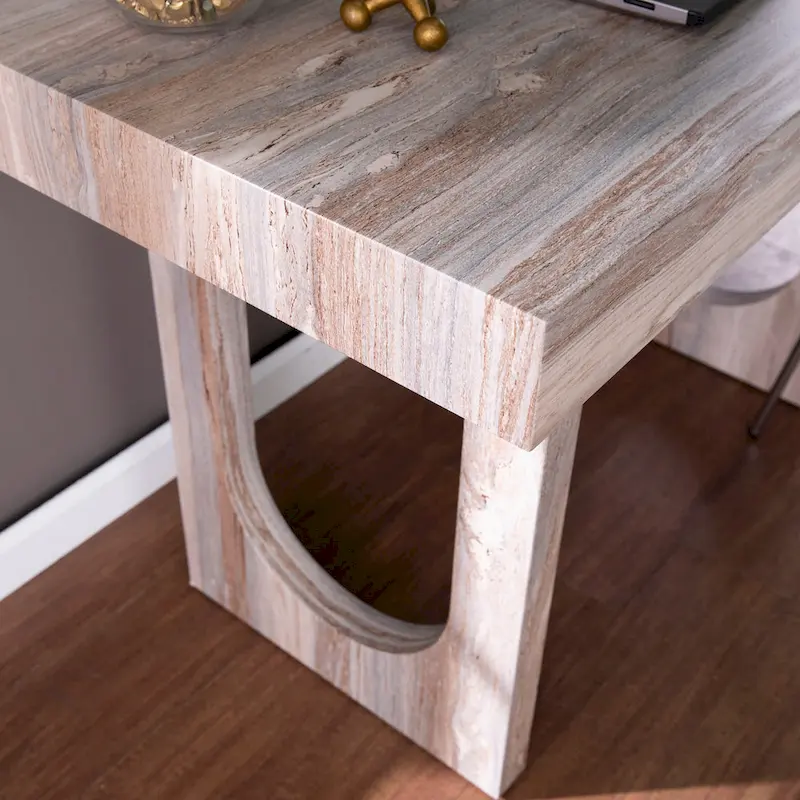 Chadwick Contemporary Brown Faux Stone Desk