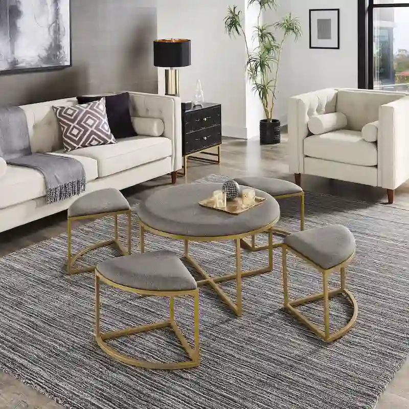 Coffee Table with Nesting Stools