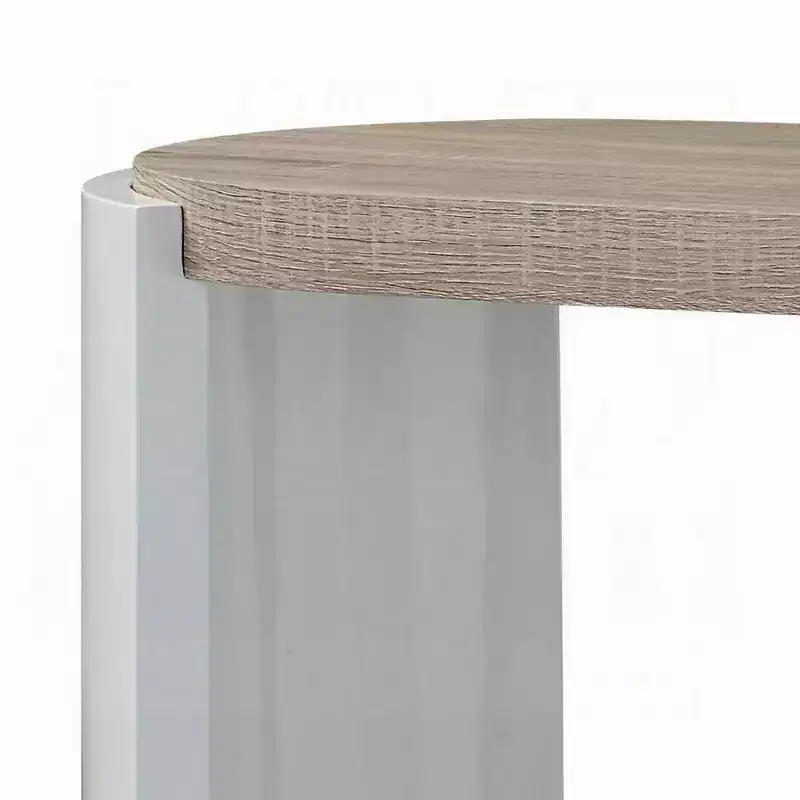 Royal Hampton Sofa Console Table, White High Gloss Wood, Brown, Oval 47 Inch