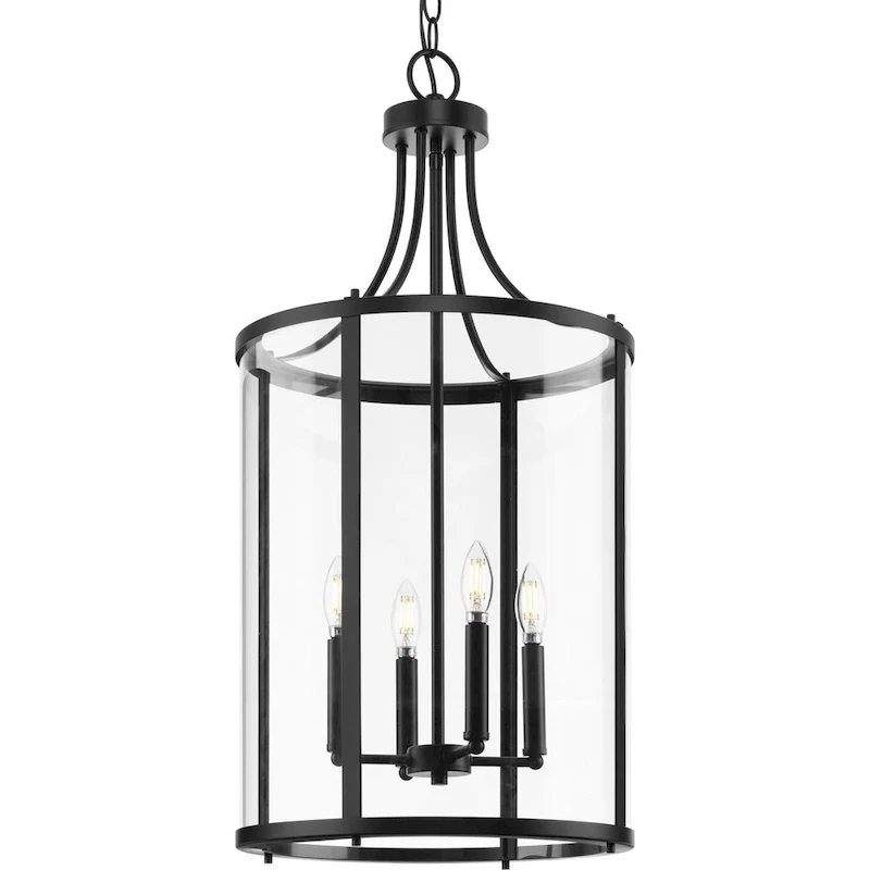 Gilliam Collection Four-Light Matte Black New Traditional Hall & Foyer - 15 in x 15 in x 30.62 in
