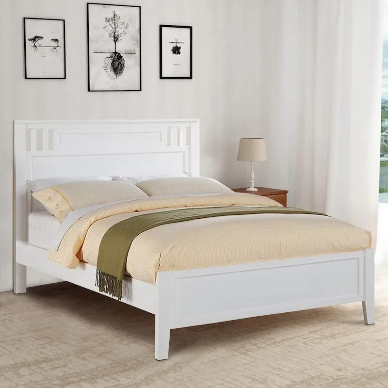 Full Bed Frame with Wooden Finish - White