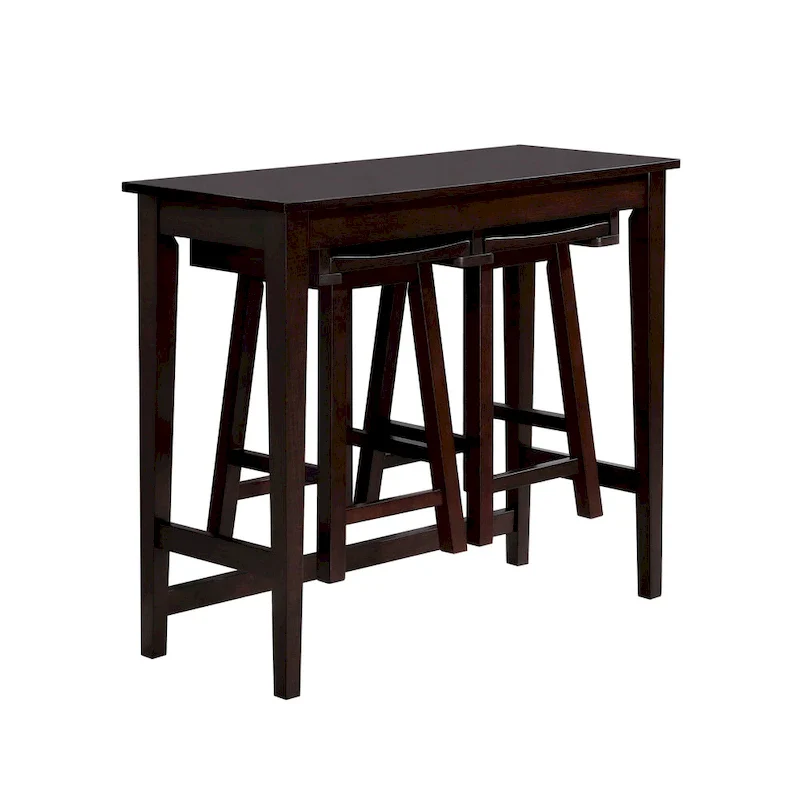 Flaros Transitional Solid Wood 3-Piece Bar Table Set by Furniture of America