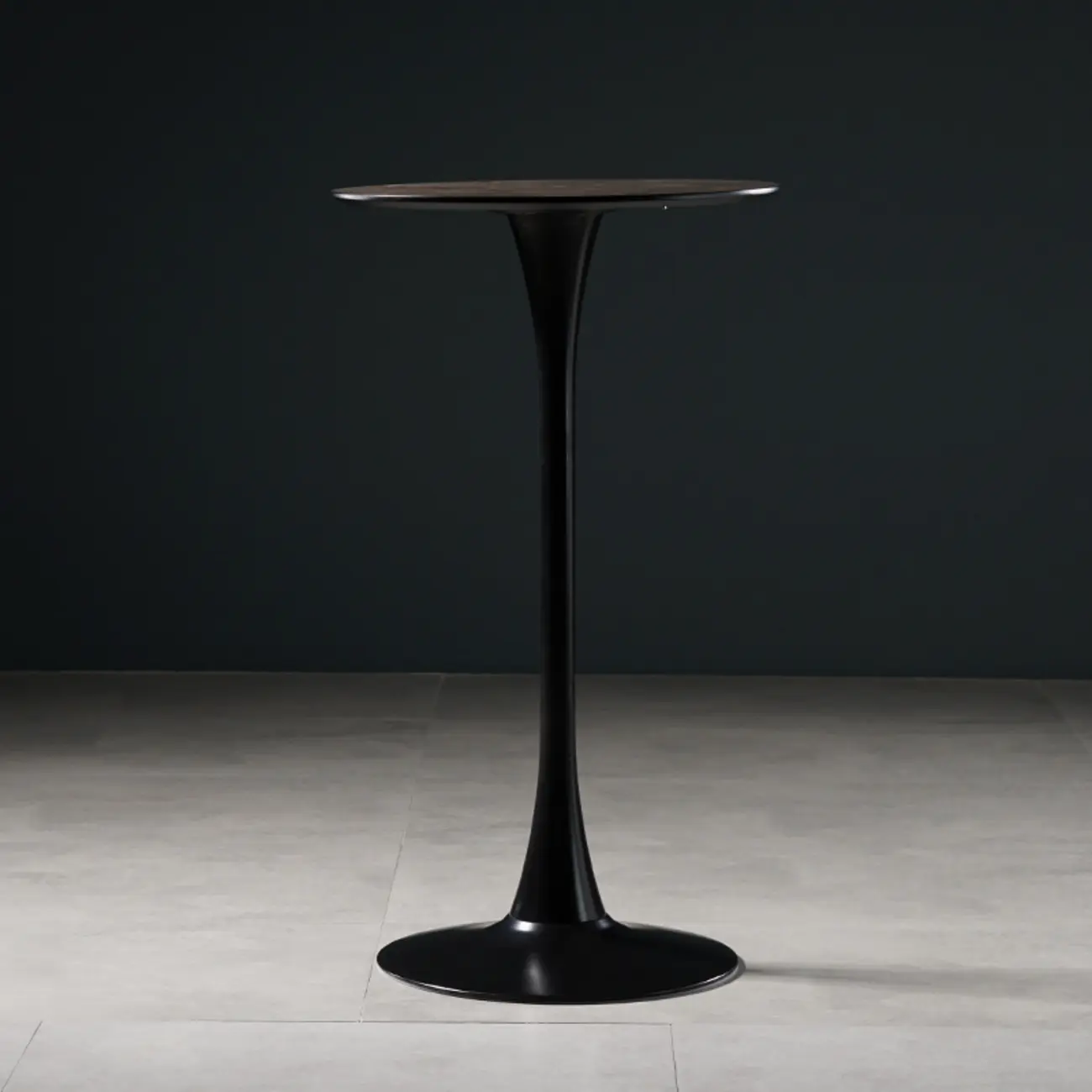 Modern Grey Wooden Round Tulip Base Bar Tables