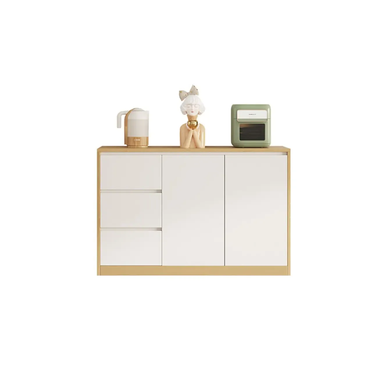 Modern Wooden Sideboard with 3 Drawers in White
