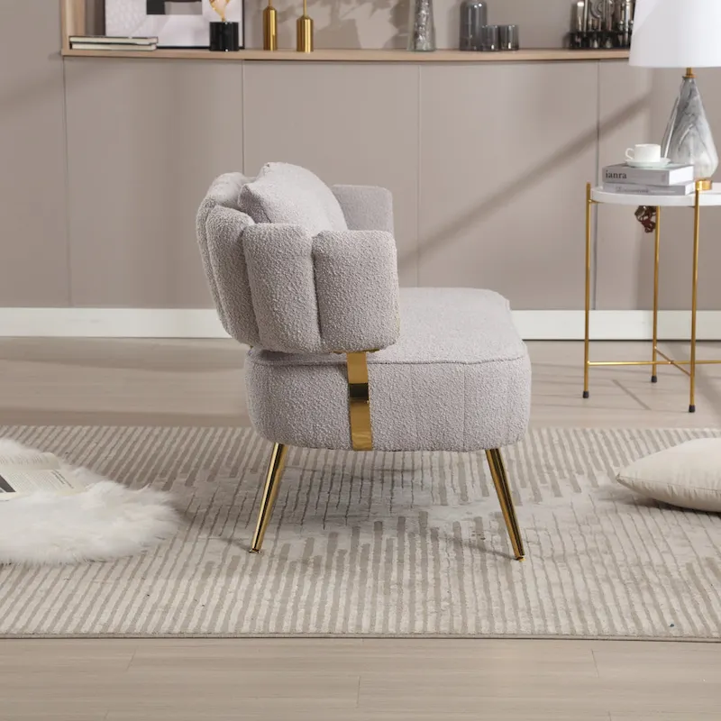 Modern Upholstered Armsofa Tufted Sofa with Metal Frame