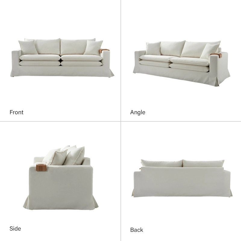 Elias Modern Slipcovered Sofa with Cup Holder and Reversible Cushions by HULALA HOME