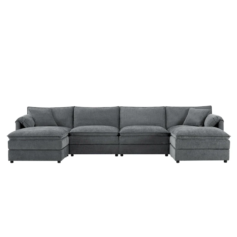 Chenille Modular Sectional Sofa, U Shaped Cloud Upholstered Couch Set