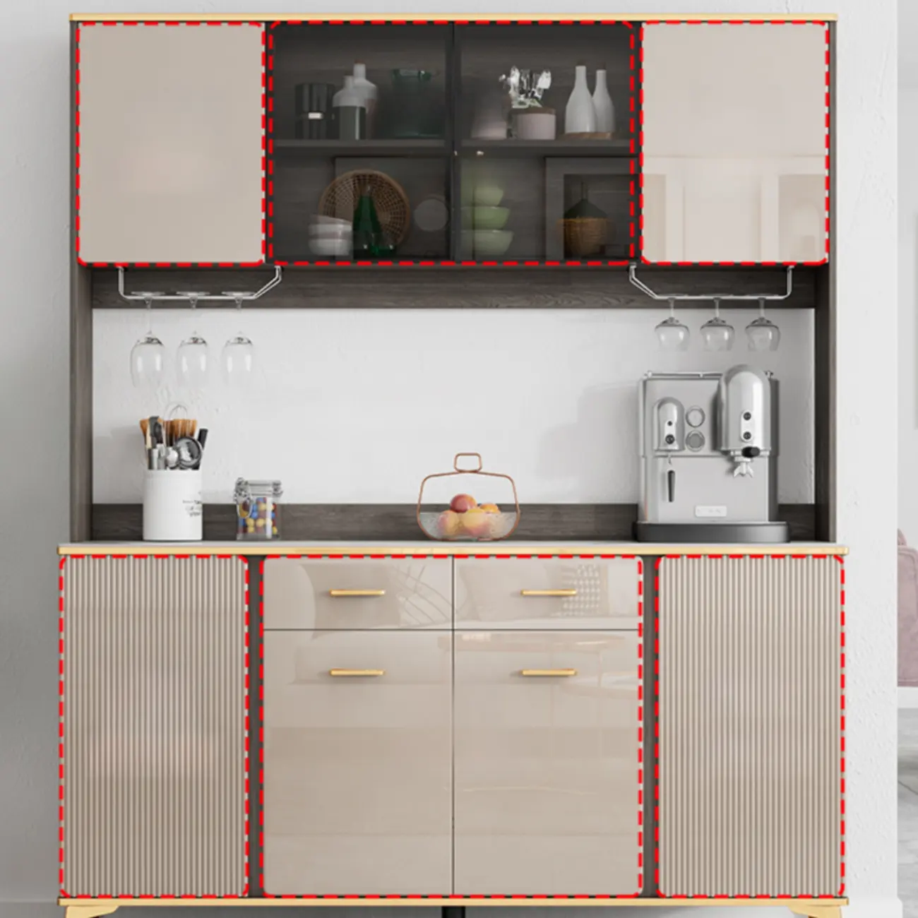 Glam Adjustable Wooden Dining Hutch China Cabinet