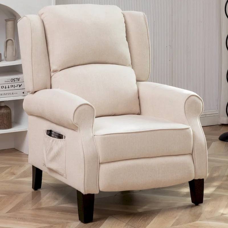 HOMYKA Polyested Upholstered Pushback Recliner Accent Chair Wingback Armchair