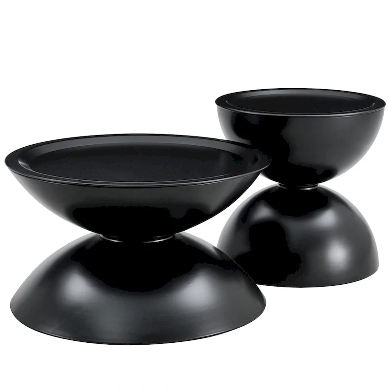 Round Storage Coffee Tables with Metal Frame (Set of 2)