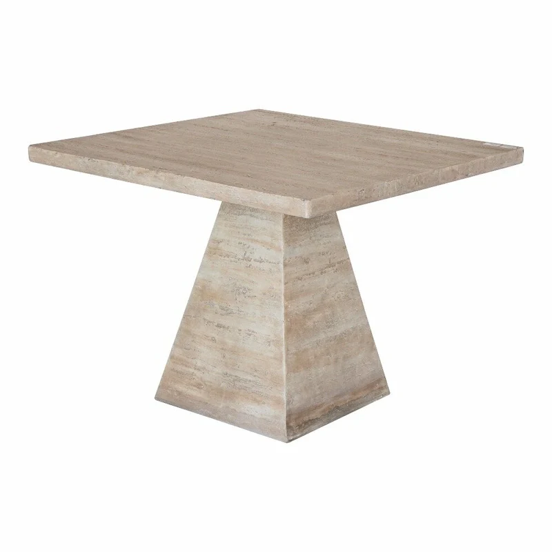 Cement Square Dining Table with Pedestal Base