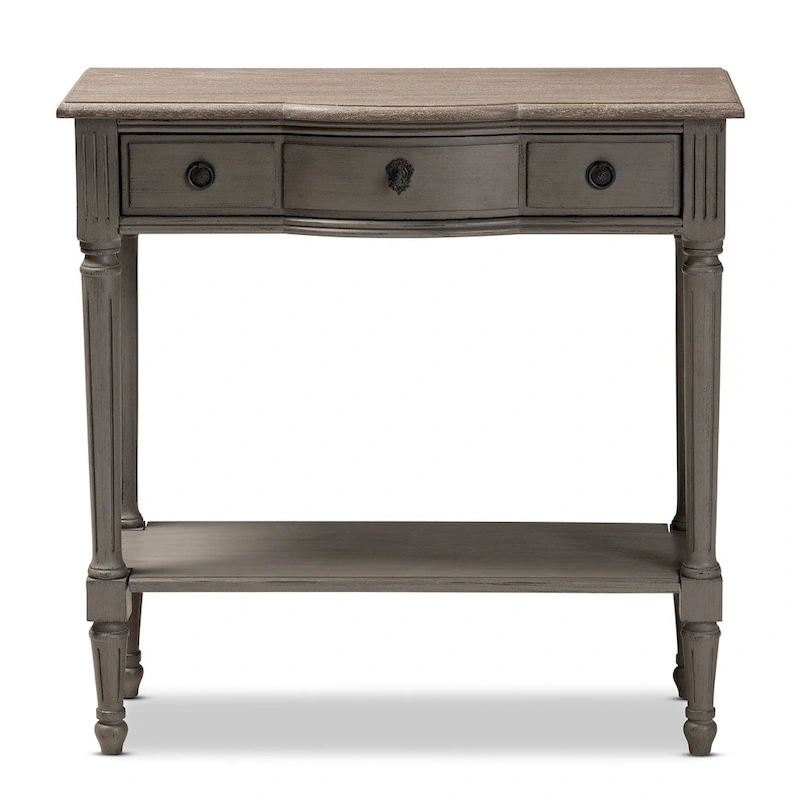 French Country Gray Finished 1-Drawer Wood Console Table