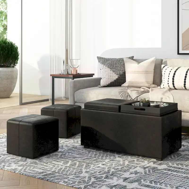 WYNDENHALL Franklin Upholstered 3-piece Ottoman Set