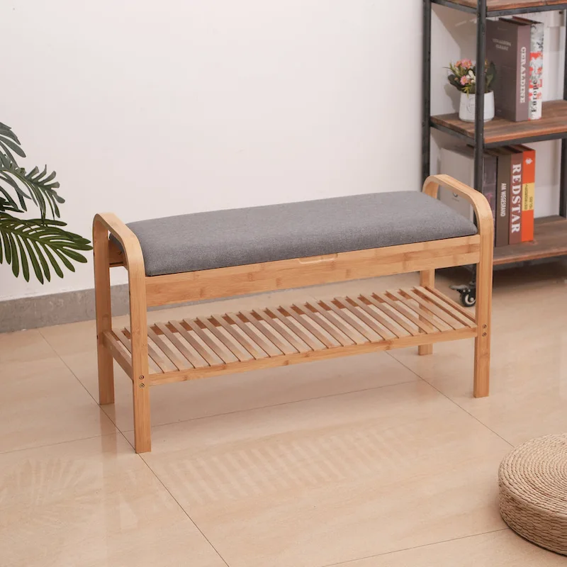 Proman Products Cambridge Bamboo Shoe Bench, Natural, 35.5 W x 13 D x 20 H