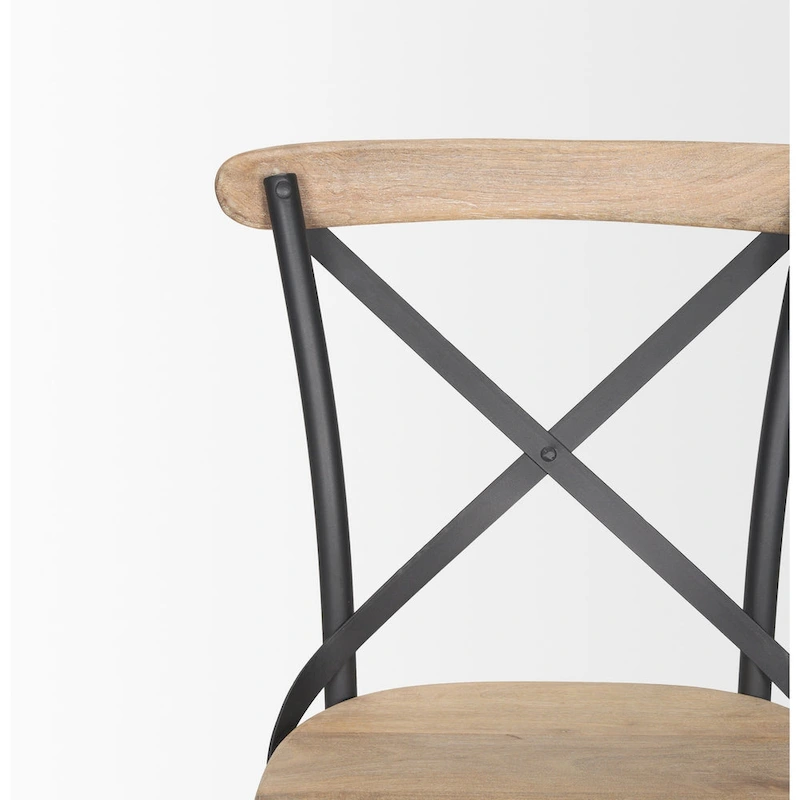 Etienne Light Brown Wood w/ Iron Metal Dining Chair (Set of 2) - 20.0L x 18.0W x .5.5H