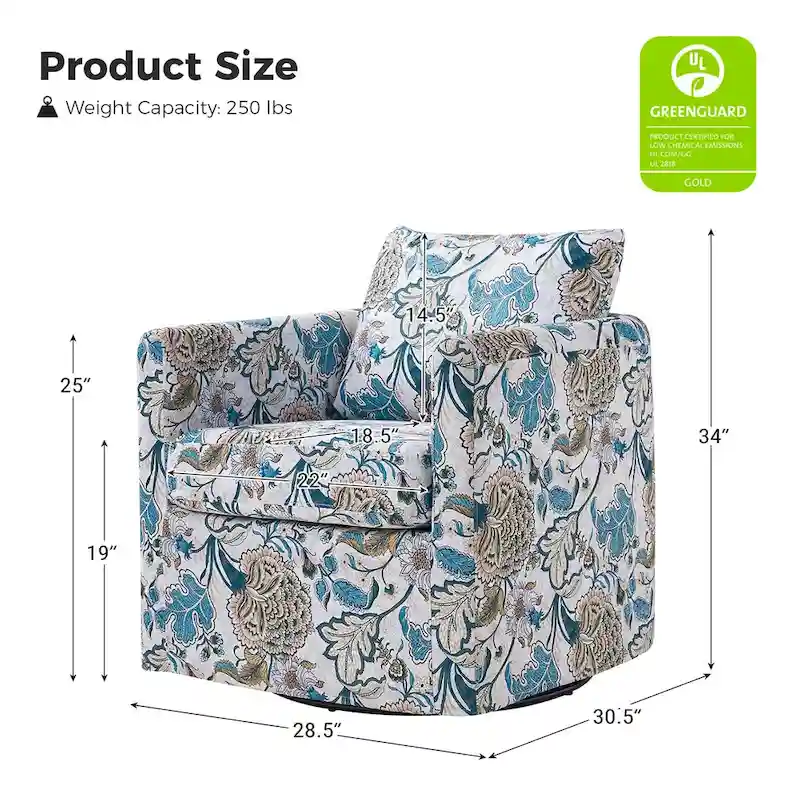 Erkenbald Modern Slipcovered Swivel Chair with Removable Cushion Set of 2 by HULALA HOME