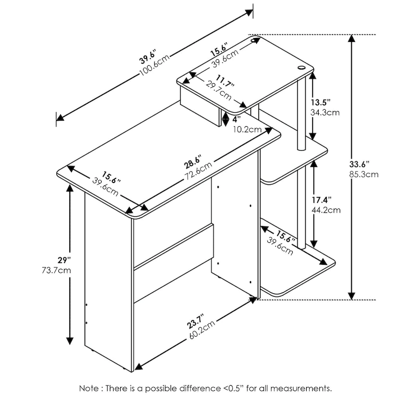 Furinno Efficient Home Laptop Notebook Computer Desk