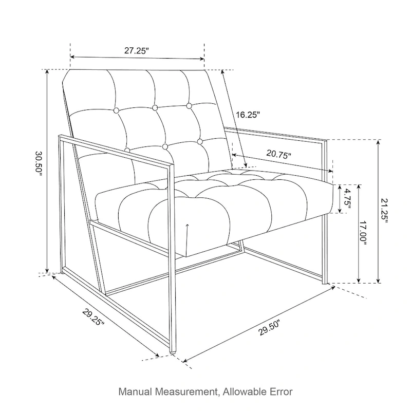 Glitzhome Set of 2 29.25W Mid-Century PU Leather Tufted Accent Chairs