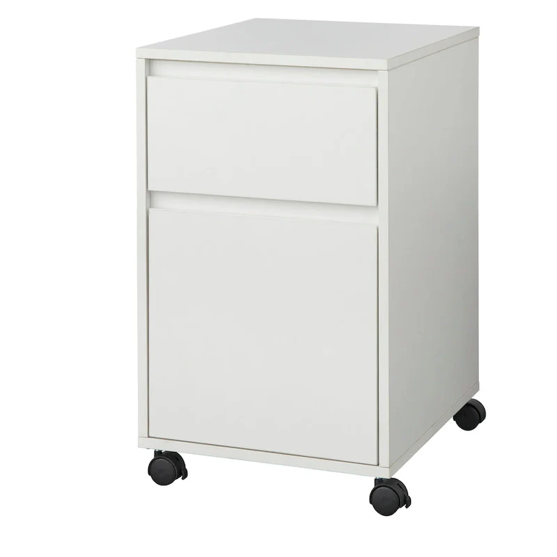 Grey / White / Grey-Walnut 2-Drawer Mobile File Cabinet on Wheels – Single Unit