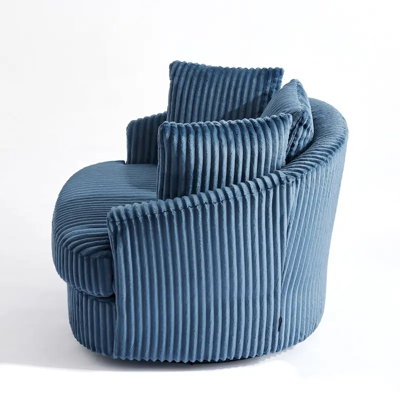 DREAMSIDEA 2 Set Recessed Arm Slipcovered Swivel Barrel Chair