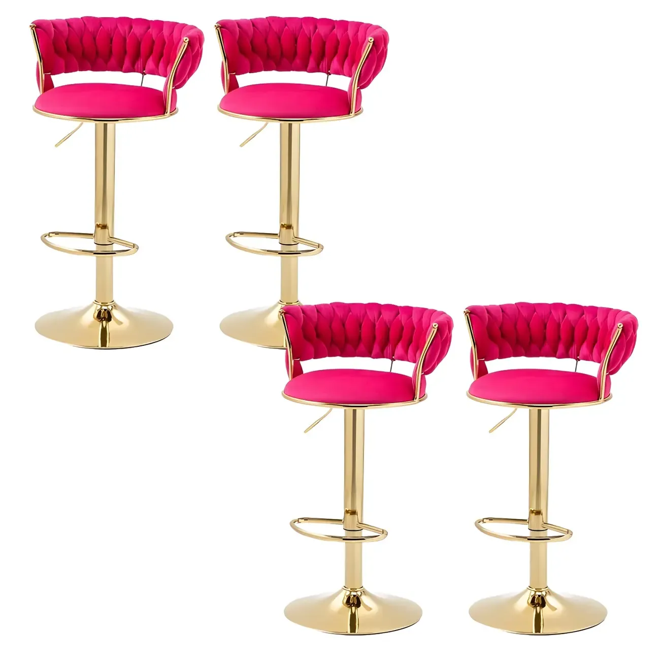 Gold Base Low Back Adjustable Swivel Bar Stool