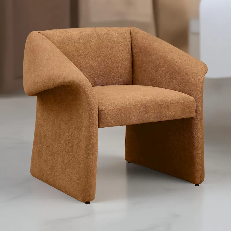 Allena Accent Chair, Contemporary Sloped Arms, Honey Orange Fabric